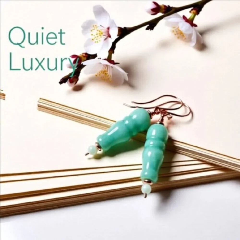 Sculpted Serenity! Green Agate & Copper Hammered Earwires - OOAK EARCANDY!!!